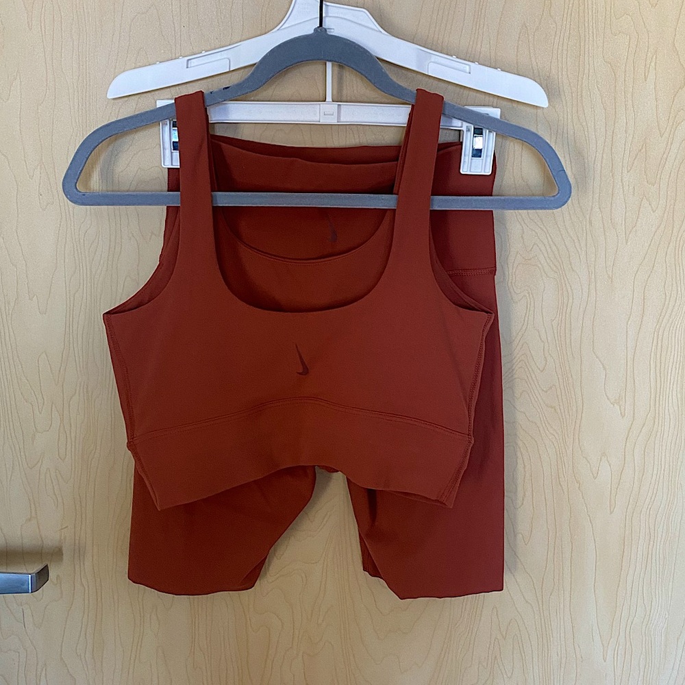 Nike Rust Red Women Bike Shorts Set